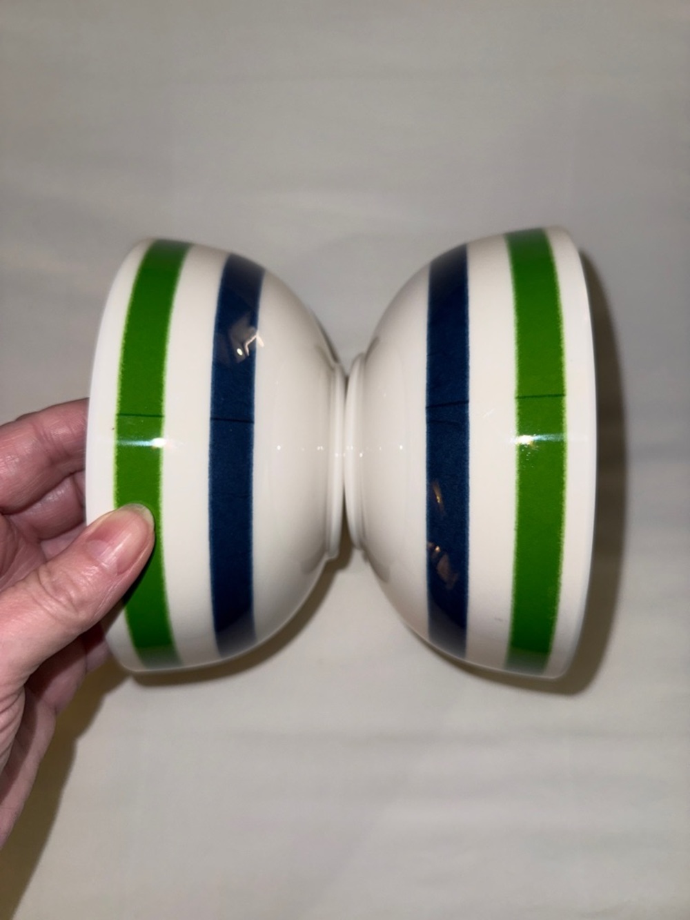kate spade striped melamine individual bowls in green, navy and white - Picture 6 of 9